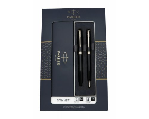 Набор подарочный Parker: ручка Sonnet black CT роллер + шариковая