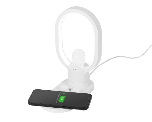 Charging station wireless 4-in-1 Evolt Portal with lamp, 15 W, white (592206)