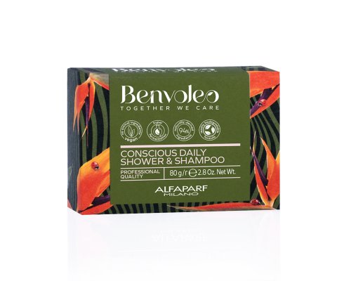 Solid hair and body shampoo Alfaparf Benvoleo Conscious Daily Show&Shamp, for daily use, 80g