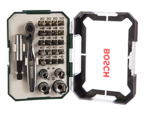 Set of attachments with a Bosch ratchet wrench 26 items 2607017322