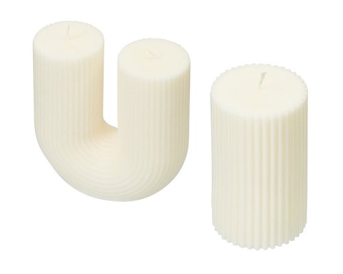 Set of candles on a stand Kiana Aris (white, gray)