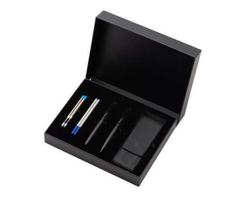 Gift pen set Lettertone Dumas: a ballpoint pen and a rollerball, 4 refillable ink cartridges (2 ballpoint, 2 rollerball), and a case (180937).