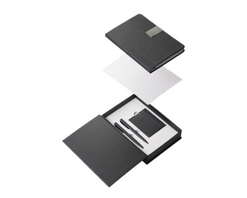 Gift set Lettertone Goethe with A5 notepad, 2 pens and a cardholder, black