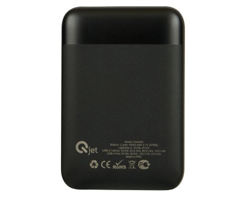 External battery with fast charging Qjet QC/PD CosmIQ, 10000 mAh, Black (696817)