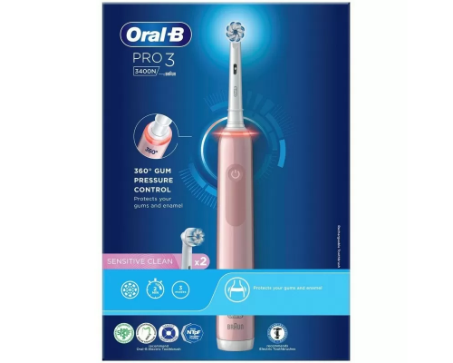 Electric toothbrush Oral-B Pro3 3400N Sensitive pink