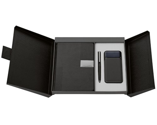 Gift set Lettertone Tesla with an A5 notepad, pen, and 10,000 mAh power bank, black