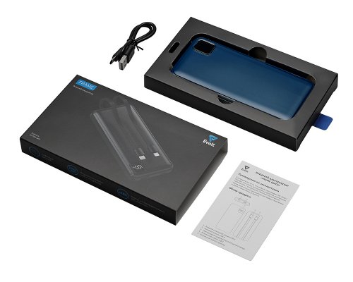 Battery external with built-in cables Evolt Frame, 10000mAh, dark blue (590170.72)