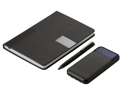 Gift set Lettertone Tesla with an A5 notepad, pen, and 10,000 mAh power bank, black