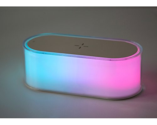Ночник с беспроводной зарядкой и RGB подсветкой Evolt Miracle, 15 Вт, белый (401305)