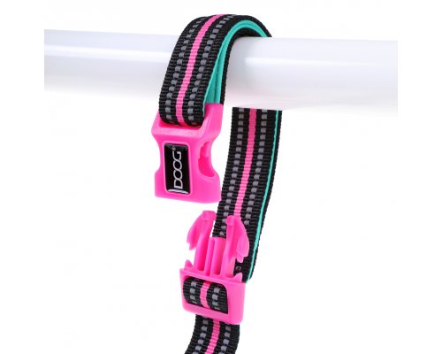 Adjustable dog leash Doog Neon Rin Tin Tin, black and pink, 130-160/2.5cm