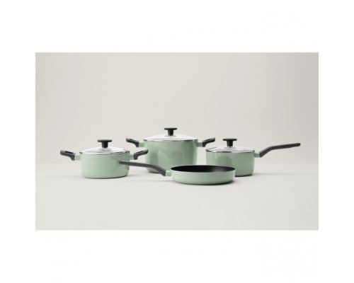 BergHOFF Slate Non-Stick Aluminum 7pc Cookware Set with Glass Lid