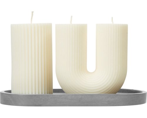 Set of candles on a stand Kiana Aris (white, gray)
