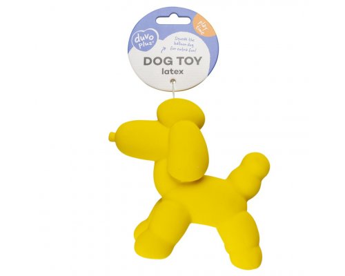 Latex dog toy Duvo+ Inflatable poodle, yellow, 14x6x12.5 cm