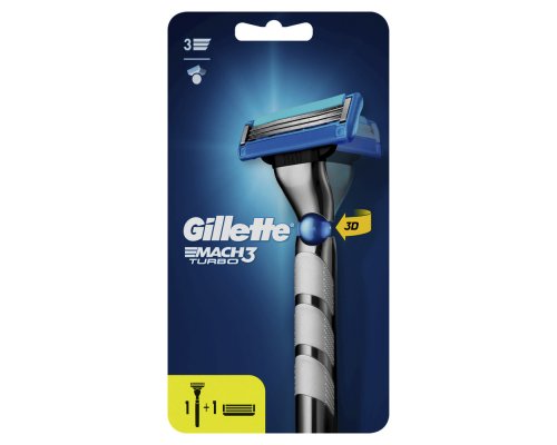 Станок бритвенный Gillette Mach3 Turbo 3D с 2 сменными кассетами