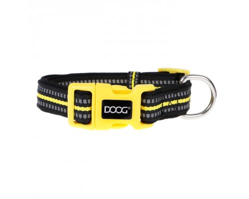 Collar for dogs Doog Neon Bolt, 42-62 cm, black and yellow, L