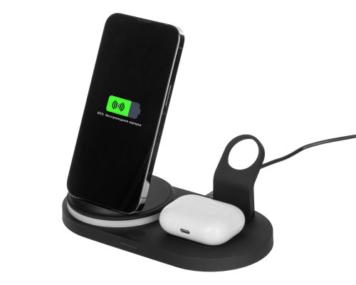 Станция зарядная складная с беспроводной зарядкой Evolt Flashport, 15 Вт, черный (591076)