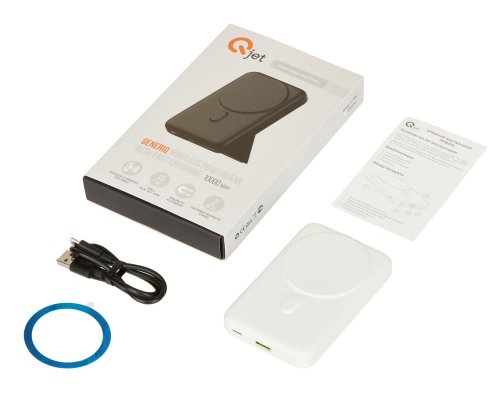 Аккумулятор внешний беспроводной Qjet GenerIQ, 10000 мАч, белый (696836)