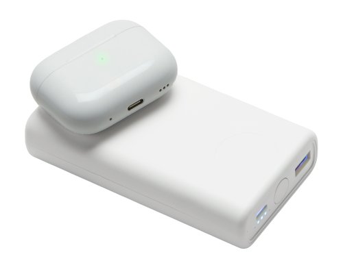 Аккумулятор внешний беспроводной 2-в-1 Qjet с функцией зарядки Apple Watch, QC/PD AtomIQ, 10000 мАч, белый (595846)