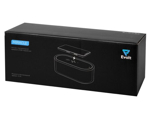 Ночник с беспроводной зарядкой и RGB подсветкой Evolt Miracle, 15 Вт, белый (401305)