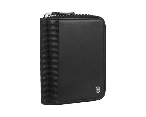 Портмоне Victorinox Altius Alox на молнии, натуральная кожа, 12x2x10 см, чёрное (611576)