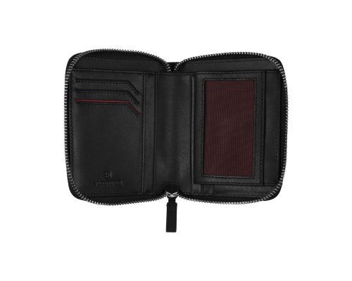Портмоне Victorinox Altius Alox на молнии, натуральная кожа, 12x2x10 см, чёрное (611576)