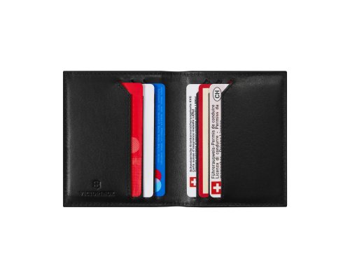 Визитница Victorinox Altius Alox с защитой от сканирования RFID, чёрная, натуральная кожа, 9x1x10 см (611578)