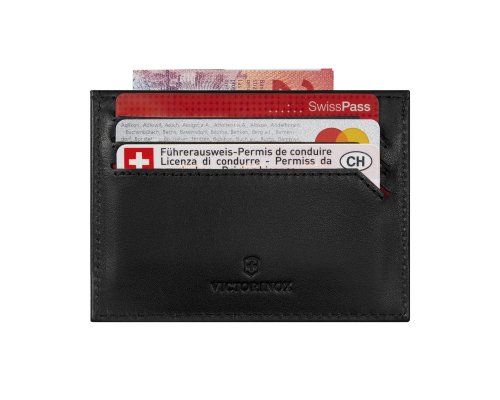 Визитница Victorinox Altius Alox с защитой от сканирования RFID, натуральная кожа, 8x1x10 см, чёрная (611580)