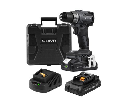 Дрель-шуруповёрт Stavr SDD 18BL-2K (2x2.0Ач, ЗУ, кейс)