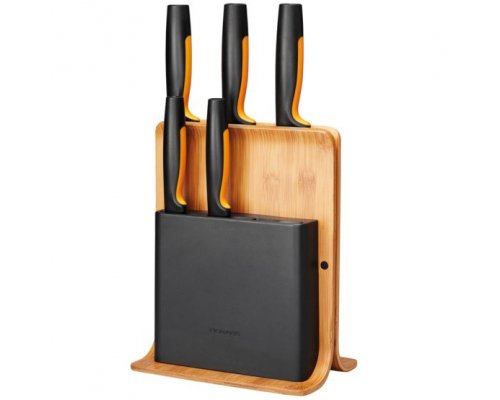 Set of 5 knives in a bamboo block Fiskars Functional Form 1057552