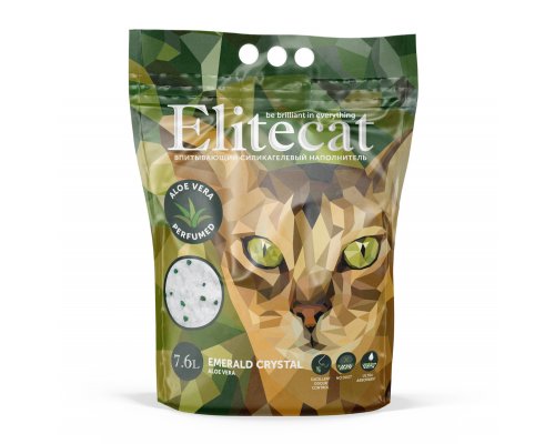 Наполнитель впитывающий силикагель EliteCat Emerald Aloe Vera 7.6 л