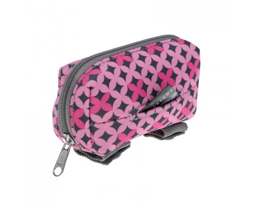 Leash bag neoprene Doog Toto, pink with pattern, 10x7x4 cm