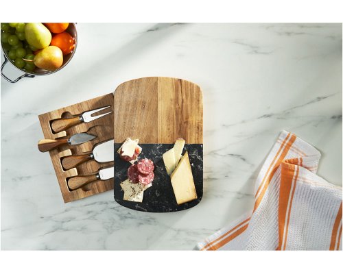 Cheese set Eat&Bite Date in a gift box made of acacia and marble (natural) RA-276424