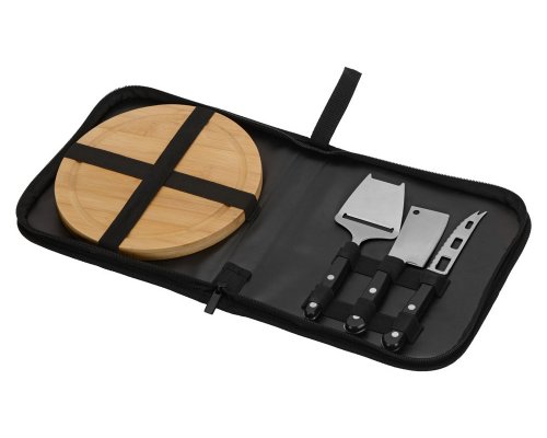 Cheese set with utensils Fabrizio, black RA-282953