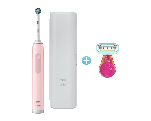 Щетка зубная электрическая Oral-B Pro 3 D505.513.3X розовая+ Бритва женская Gillette Venus Snap