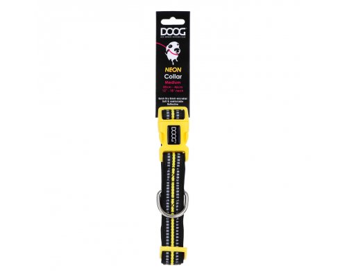 Collar for dogs Doog Neon Bolt, 42-62 cm, black and yellow, L