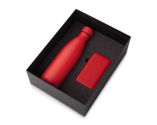 Gift set Color It with thermal bottle and power bank C1, 5000 mAh, red (210124.04)
