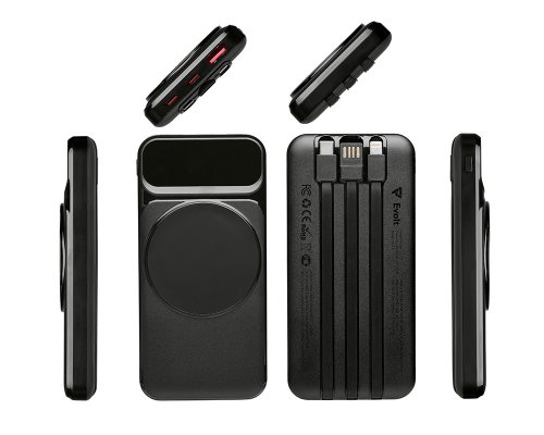 Battery external wireless Magnetic with integrated cables Evolt Mani, 10000 mAh, black (590164.07)