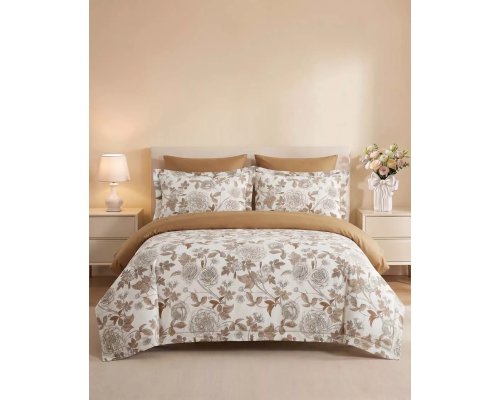 Bedding set Arya Exclusive Cherish Euro, double white, light brown 8680943246981