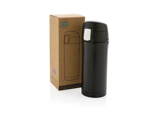 Mug thermal XD Collection Easy Lock made of recycled RCS stainless steel, 300 ml, black (P435.061)