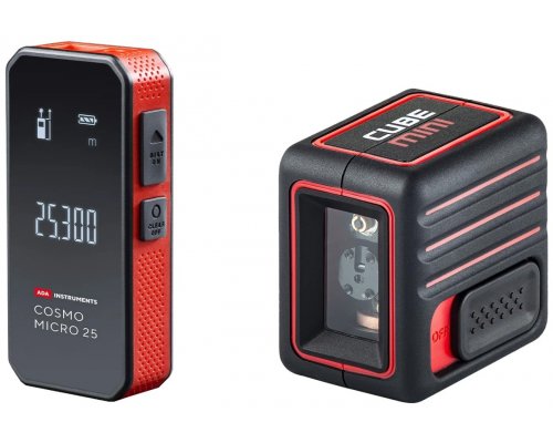 Уровень лазерный ADA Cube Mini Basic Edition + Дальномер ADA Cosmo Micro 25 А00690