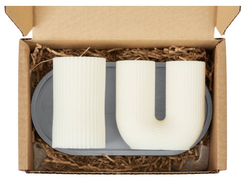 Set of candles on a stand Kiana Aris (white, gray)