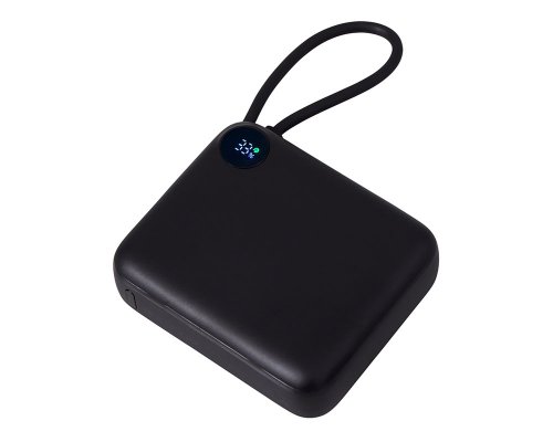 Battery external with integrated cable Evolt Liri, QC/PD, 10000 mAh, black (872917)