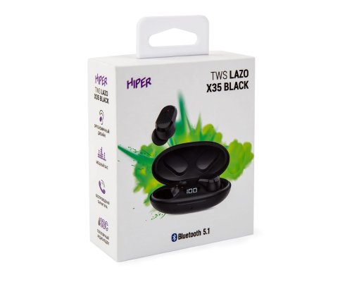 Наушники Hiper TWS Lazo X35 Black, черный HTW-LX35