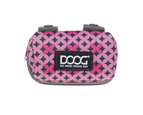 Leash bag neoprene Doog Toto, pink with pattern, 10x7x4 cm