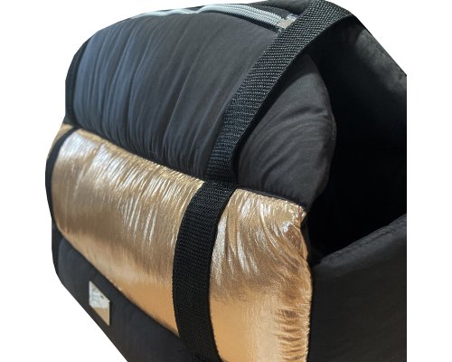Pet carrier bag AntePrima Bianca, black and gold, 43x23x30 cm