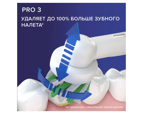Щетка зубная электрическая Oral-B Pro 3 D505.513.3X розовая + насадки Oral-B CrossAction EB50RX ,10 шт.