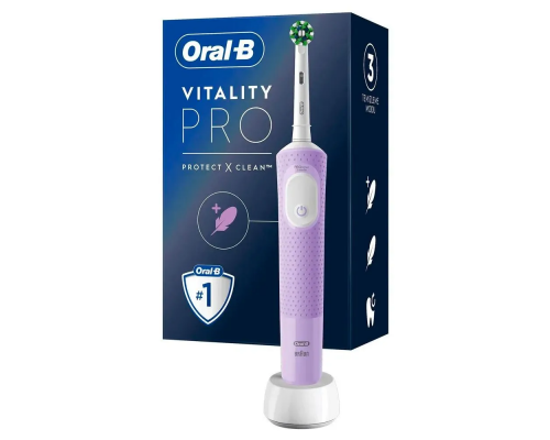 Electric toothbrush Oral-B Vitality Pro D103.413.3 Cross Action Protect X Clean lilac + Women's razor Gillette Venus Comfortglide Miami + 1 replacement cartridge + holder