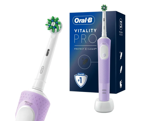 Electric toothbrush Oral-B Vitality Pro D103.413.3 Cross Action Protect X Clean lilac + Women's razor for bikini area Gillette Venus + Satin Care