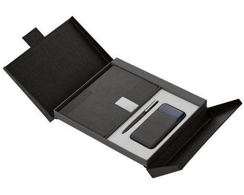 Gift set Lettertone Tesla with an A5 notepad, pen, and 10,000 mAh power bank, black