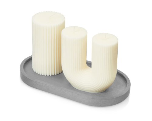 Set of candles on a stand Kiana Aris (white, gray)